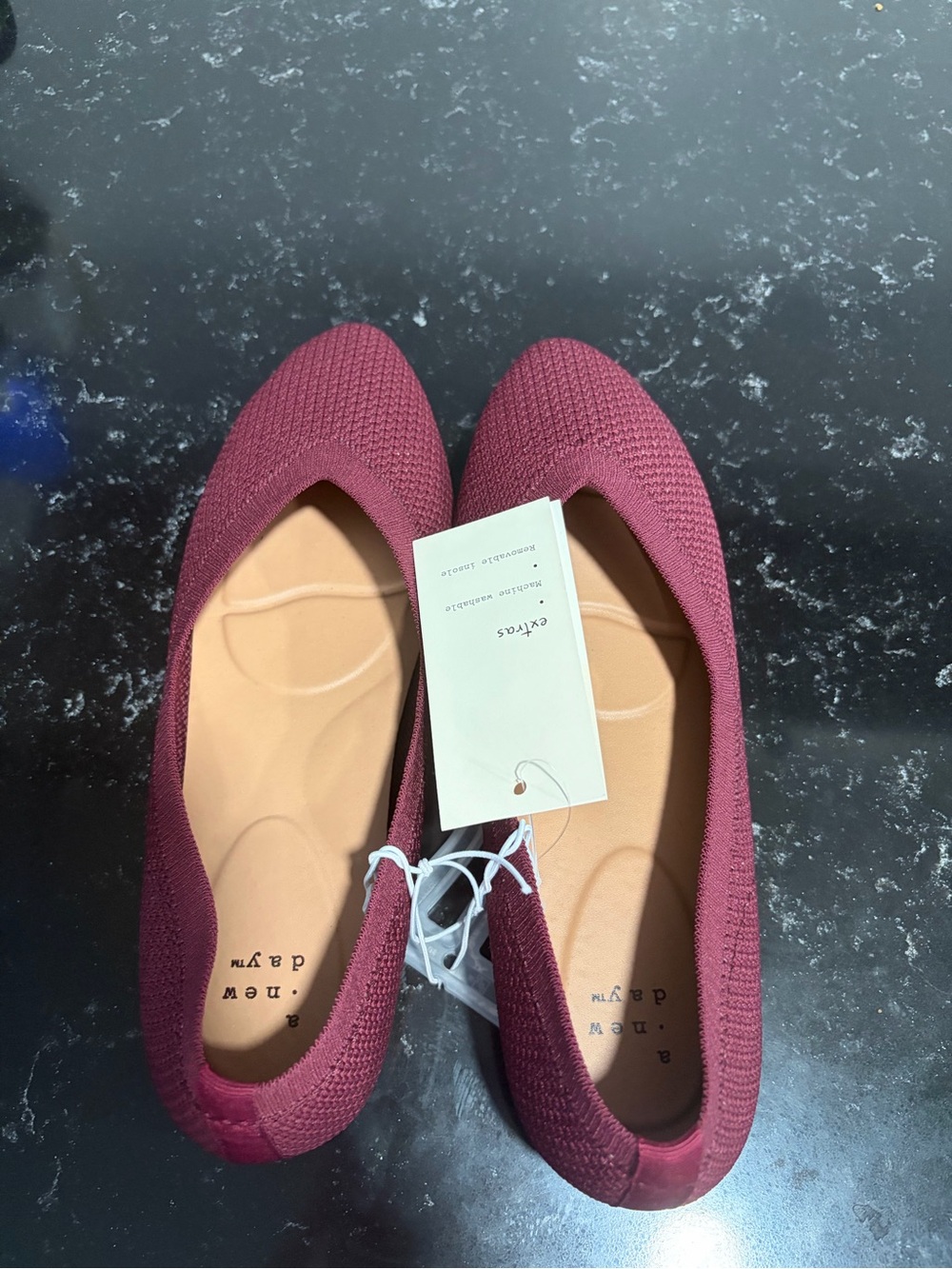 a new day Knit Ballet Flats in Burgundy